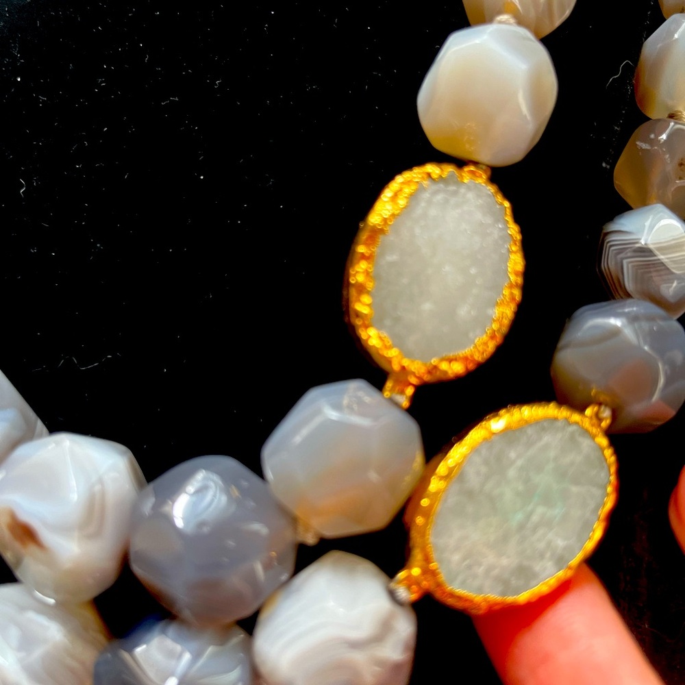 Nest Jewelry Natural Purple Agate Statement Necklace